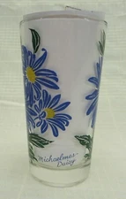 Michaelmas Daisy Peanut Butter Glass Glasses Drinking Kitchen Mauzy Blue MINT