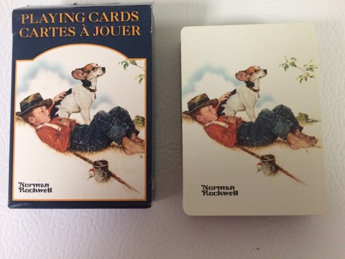 Dog and Boy Hoyle Norman Rockwell Metal Tin & 2 Decks of Playing Cards Poker - Picture 2 of 6