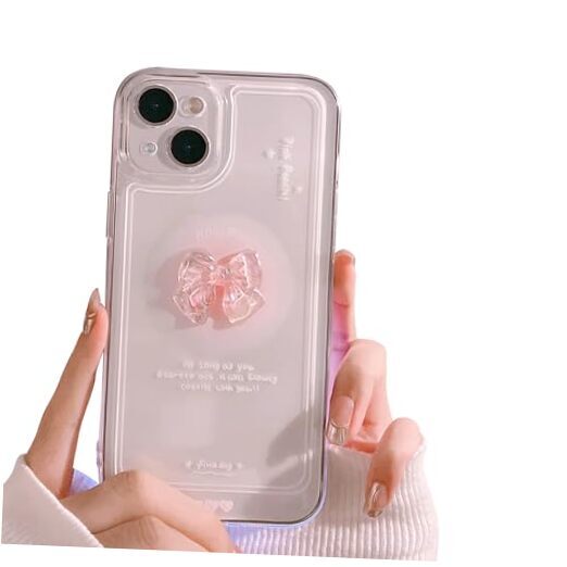 Ownest Compatible for Cute 3D Slim Clear Aesthetic Design iPhone 13 White Heart