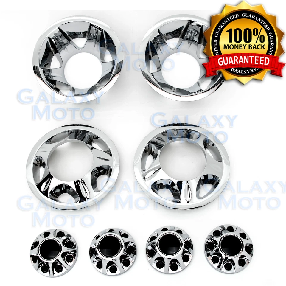 08-10 Chevy Silverado DUALLY Chrome 17" Wheel Simulator Liner+Center Caps Cover - Image 2 of 4