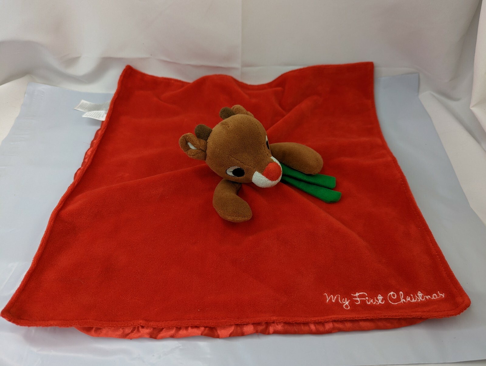 Rudolph the Red Nose Reindeer Lovey Rattle Security Blanket Stuffed ...