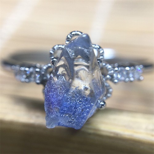 100%Natural Blue Rare Dumortierite Quartz Rutilated Adjustable Ring - Imagen 4 de 4