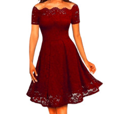 (3X) Boutique Burgundy Lace Off the Shoulder Midi Dress
