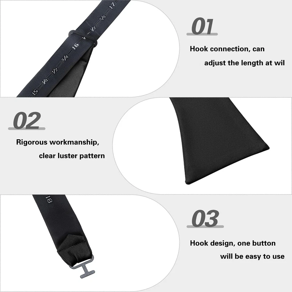 Pajarita de seda tejida jacquard negra lisa para hombre Foto 4 de 4