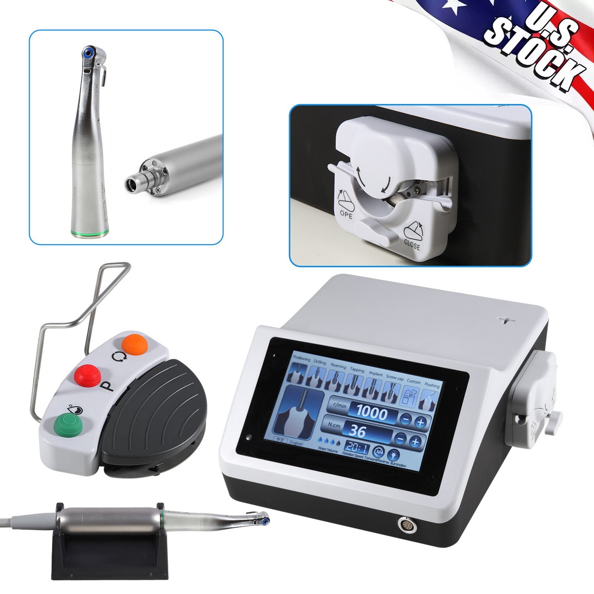 Dental Implant Motor Surgical System LED Touch Screen+Contra Angle Handpiece