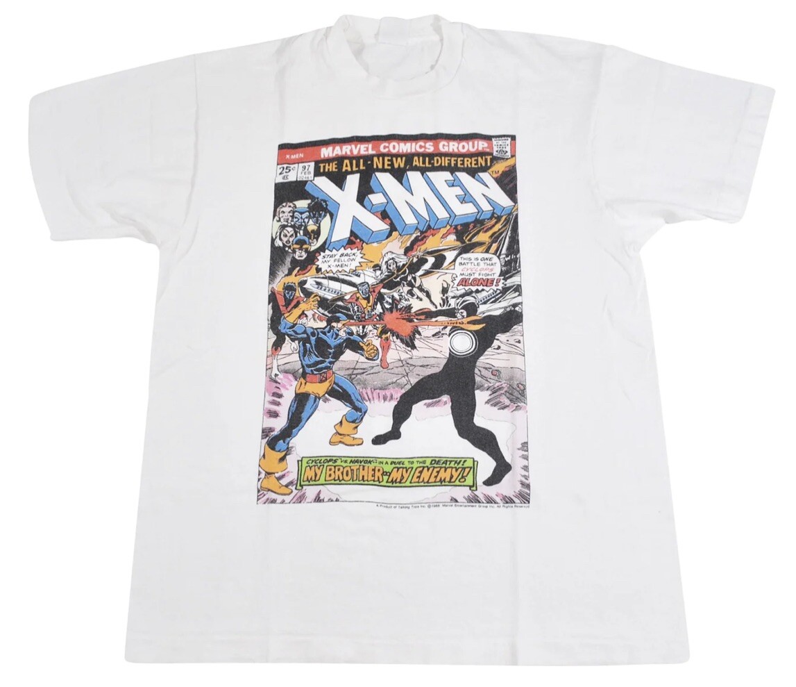 80s marvel XMEN vintage Tシャツ エックスメン マーベル Vintage X-Men Marvel Comics 1988 Cyclops vs Havok 80s Book White