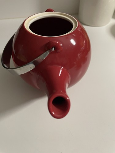 TEAVANA Red TEAPOT Ceramic STAINLESS HANDLE HOLDS 3 CUPS EX CONDITION - Picture 8 of 9