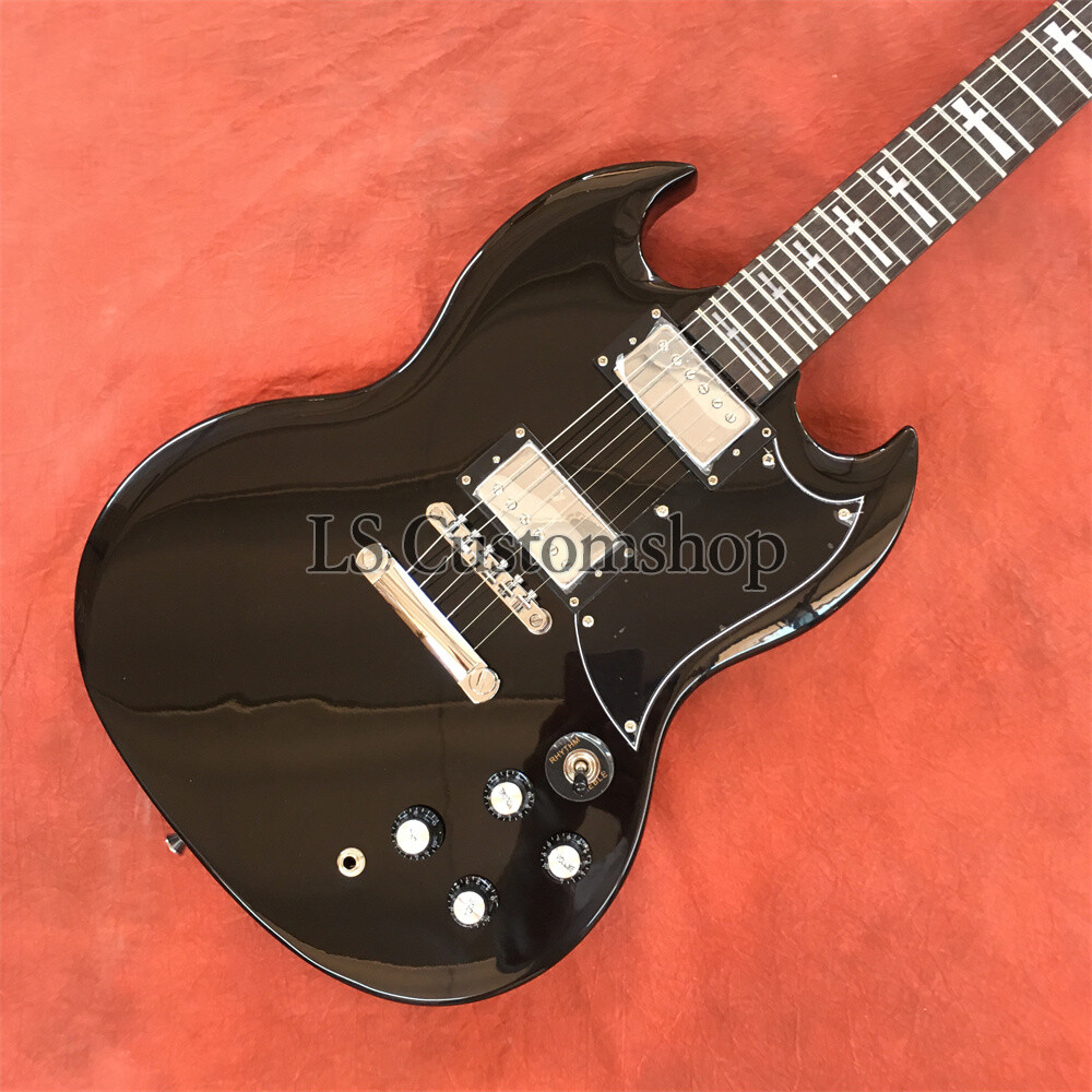 Ebony Tony Iommi SG Cross Inlay Electric Guitar Mahogany
