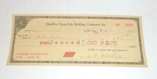 1945 Vintage Opelika Coca Cola Bottling Coke Soda Pop Company Check Advertising