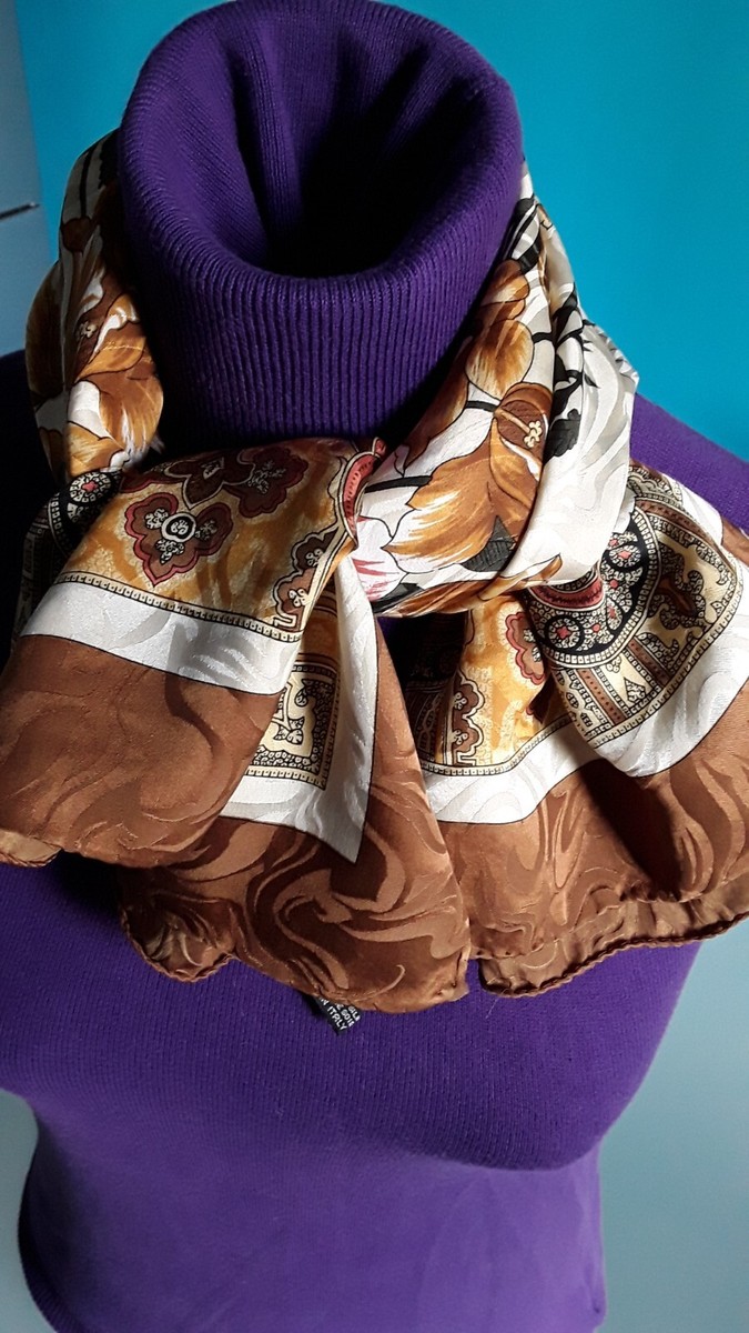 Foulard En Soie Jole Veneziani Vintage - Motif Chasse à Courre - 90x90 Cm - Occasion Très Bon état