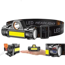 1/2 Pack LED Headlamp Headlight Flashlight USB Rechargeable Waterproof Light