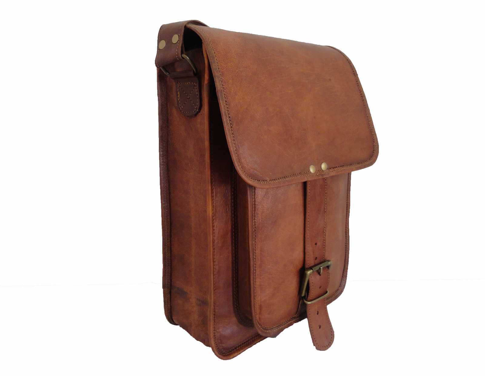 14 In Genuine Leather Messenger Bag A4 Laptop Satchel School Crossbody Sling Bag