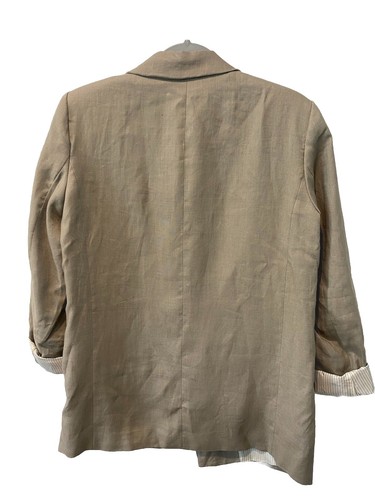 Zara Blazer Beige Linen Flip Cuff Open Front Minimalist Lagenlook Sz M NWT - Picture 9 of 9