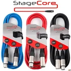 Pack Of 3 Stagecore 2m Male to Female Balanced XLR Microphone Cables - Mic Lead