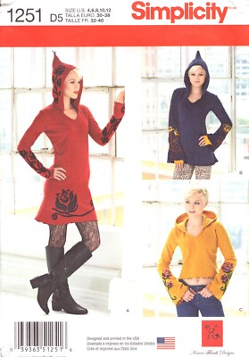 Simplicity 1251 ~ Misses' Knit Dress-Tunic & Top ~ Optional Needle Felting  4-12