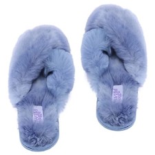 XL new OMBRE BLUE Wild Sage Fuzzy House Slippers in Women's Sz 11-12 EXTRA LARGE