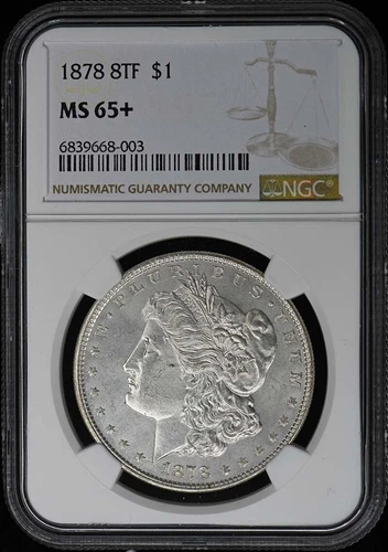 1878 8TF Morgan Dollar S$1 NGC MS65+
