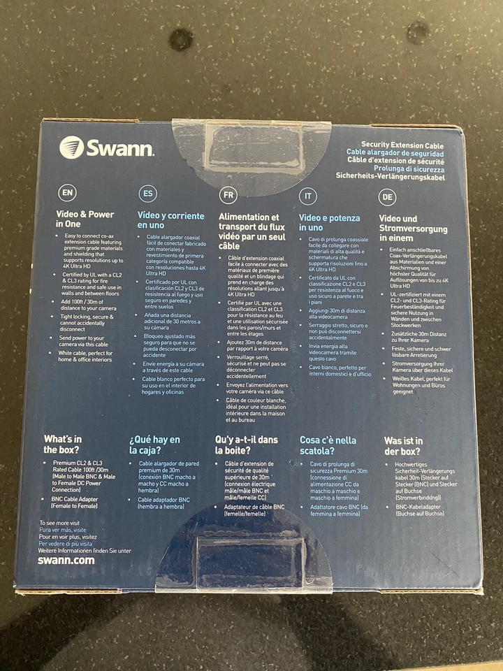 Swann CCTV Extension cable. Premium 100ft/30m in Wal Fire Resistant Cable. - Image 2 of 2