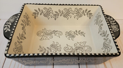 #ad #ad Baum Stoneware Black And White Paisley Baking Casserole Dishes 2 Available 8x6 $15.99