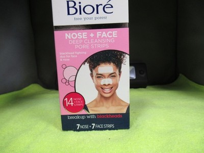 Biore Nose + Face Cleansing Pore Strips 7 Nose Strips & 7 Face Strips LOT OF 3