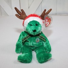 TY Beanie Baby 2002 Holiday Green Teddy Bear