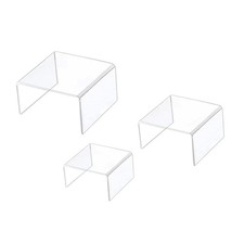 3x Acrylic Risers Perfume Organizer Shelf Rectangular Clear Multifunctional