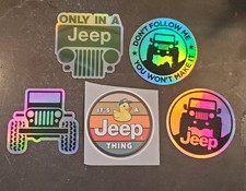 Retro Vintage Looking Jeep Stickers 5 Variety Pack Worldwide Shipping