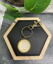 3.5" Antigue Gold Keychain W/Scripture 1.25" Glass Pendant New Free Ship B6679