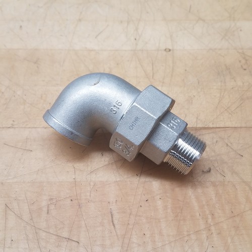 MB 316 316 Three Piece Coupling And Elbow Set, 150 3/4, Stainless Steel - USED