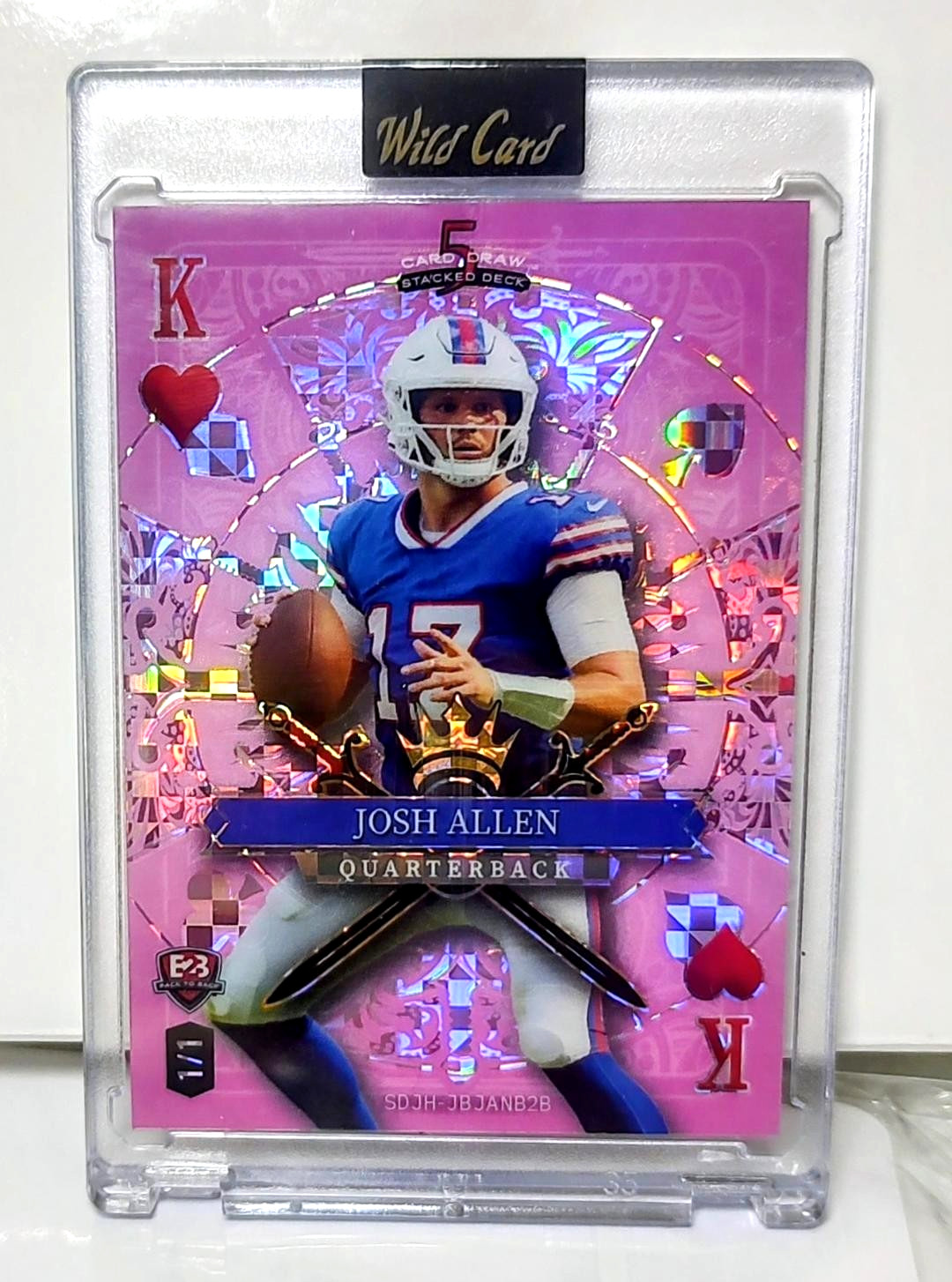 2024 Wild Card Kings Josh Allen, Joe Burrow Pink Checkerboard Refractor B2B 1/1