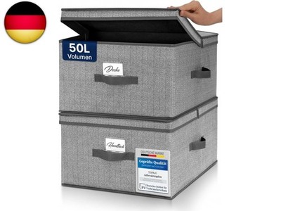 TOPP4u 2er Set große Aufbewahrungs-Box mit Deckel & 2 Fächer je Box 4