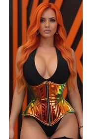 Daisy Top Drawer Sunset Holo Double Steel Boned Underbust Waist Cincher Corset