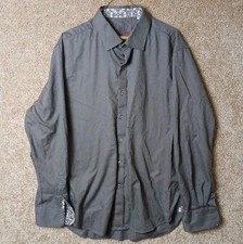 Robert Graham Mens XL Long Sleeve Button Down Shirt Grey Patterned Lined