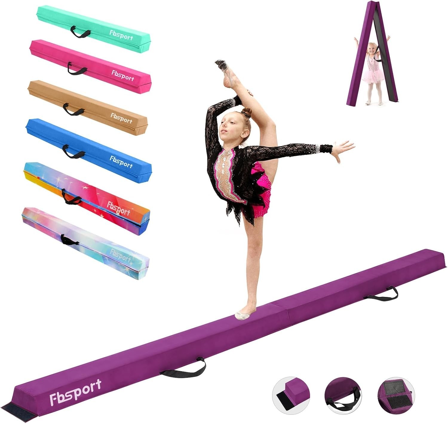 8ft/9ft/9.5ft Balance Beam Folding Gymnastics Beam Foam Bala