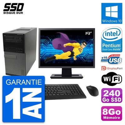 PC Tour Dell OptiPlex 990 Bildschirm 19'' G630 RAM 8GB SSD 240GB Windows 10 Wifi