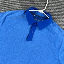 Under Armour Polo Shirt Mens Blue Heat Gear Loose Fit Medium Short Sleeve Golf