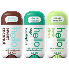 hello Deodorant Variety Pack - Sweet Coconut, Fresh Citrus, White Sage 2.6oz