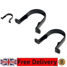 Pack of 2 - Durable 68mm Black Round Gutter Pipe Clips for Easy Installation