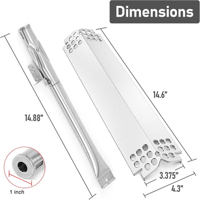 Kit Di Ricambio Bruciatori In Acciaio Inox Per Griglia Nexgrill A 4 Fuochi, Modelli 720-0830H, 720-0783E, Con Barre Aromatizzanti E Accenditori