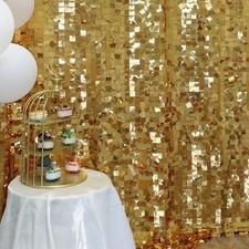 Gold Shimmer wall Backdrop for Party 8ft 8ft 1 Panel Golden 8FT 8FT