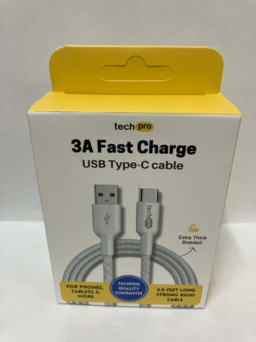 Tech Pro 3ft USB Type-C Braided Cable New Sealed