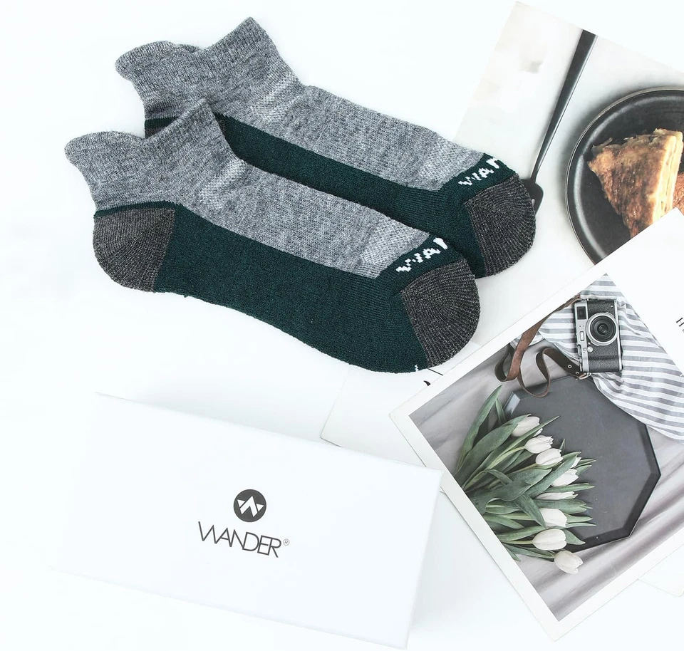 Calcetines WANDER Lana Merino Tobillo Correr Senderismo 3 Pares Ligeros Acolchados Foto 4 de 4