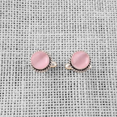 Manschettenknöpfe Sterlingsilber natürlich rosa Katzenauge Art Deco Valentins...