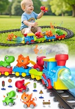 Train Set for Toddlers w/Steam, Music Lights - Electric Train Toys for Kids...