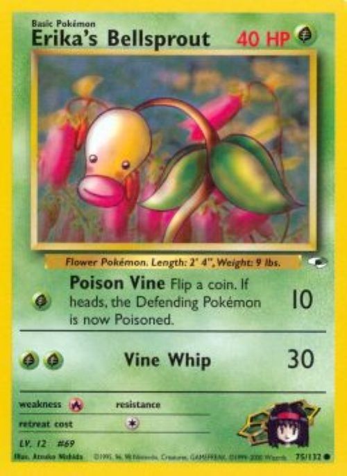 Erika's Bellsprout 75/132 Common Gym Heroes Pokemon Unlimited Heavily Played
