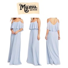 Show Me Your Mumu Maxi Dress Caitlin Ruffle Women Medium Bridesmaid Blue Wedding