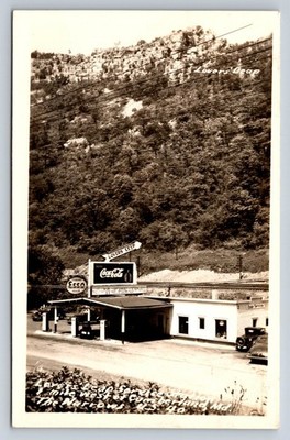RPPC Lovers Leap Esso Coca-Cola Gas Station Route 40 Cumberland MD Postcard