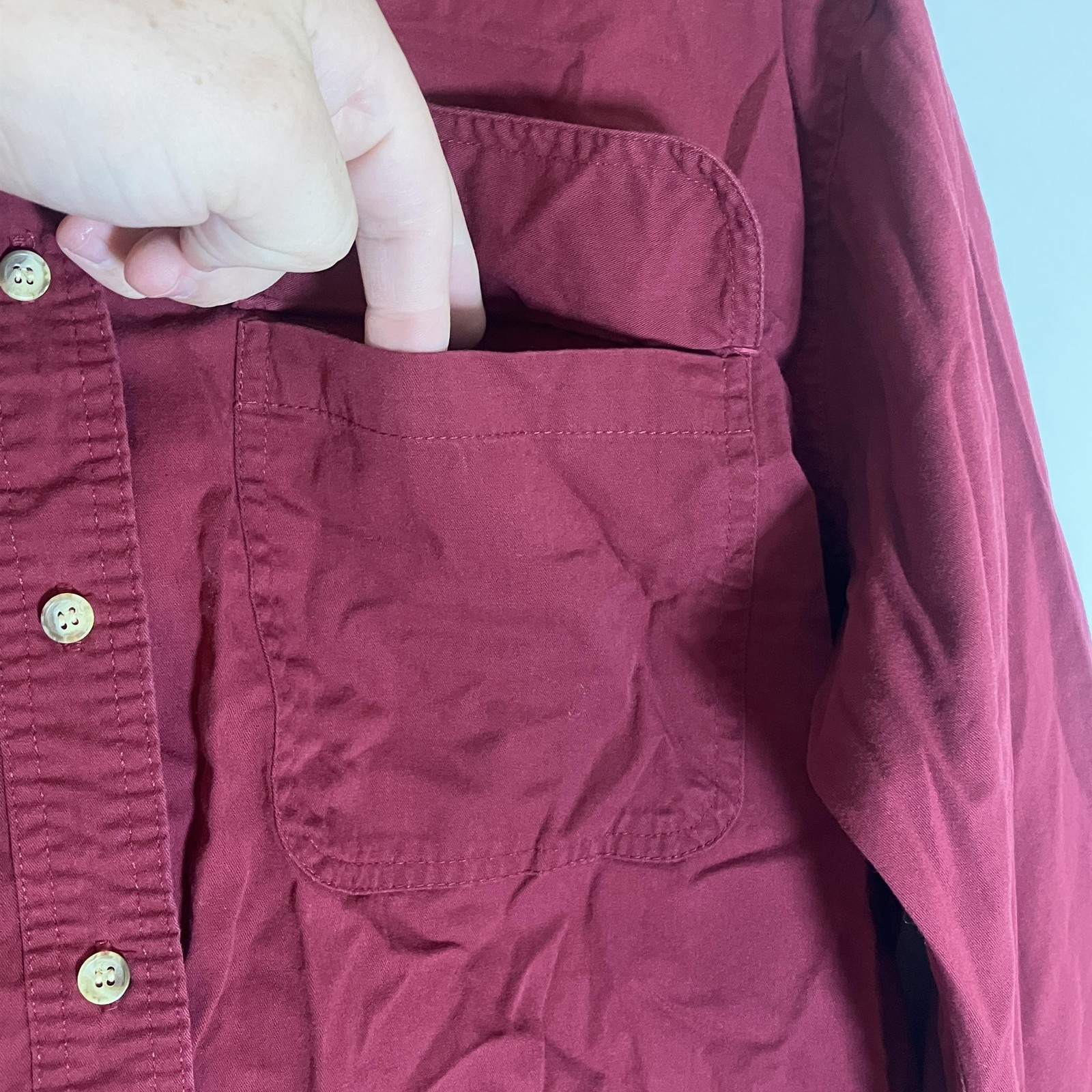 Basic Editions Top Womens Medium Red Burgundy But… - image 6