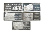 Lot 5 VINTAGE 1 Oz Silver Bars/Rounds Art Bars Collection Poured .999 *324