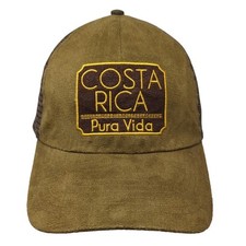 Costa Rica Pura Vida Strapback Trucker Hat Brown One Size Adjustable Mesh Back